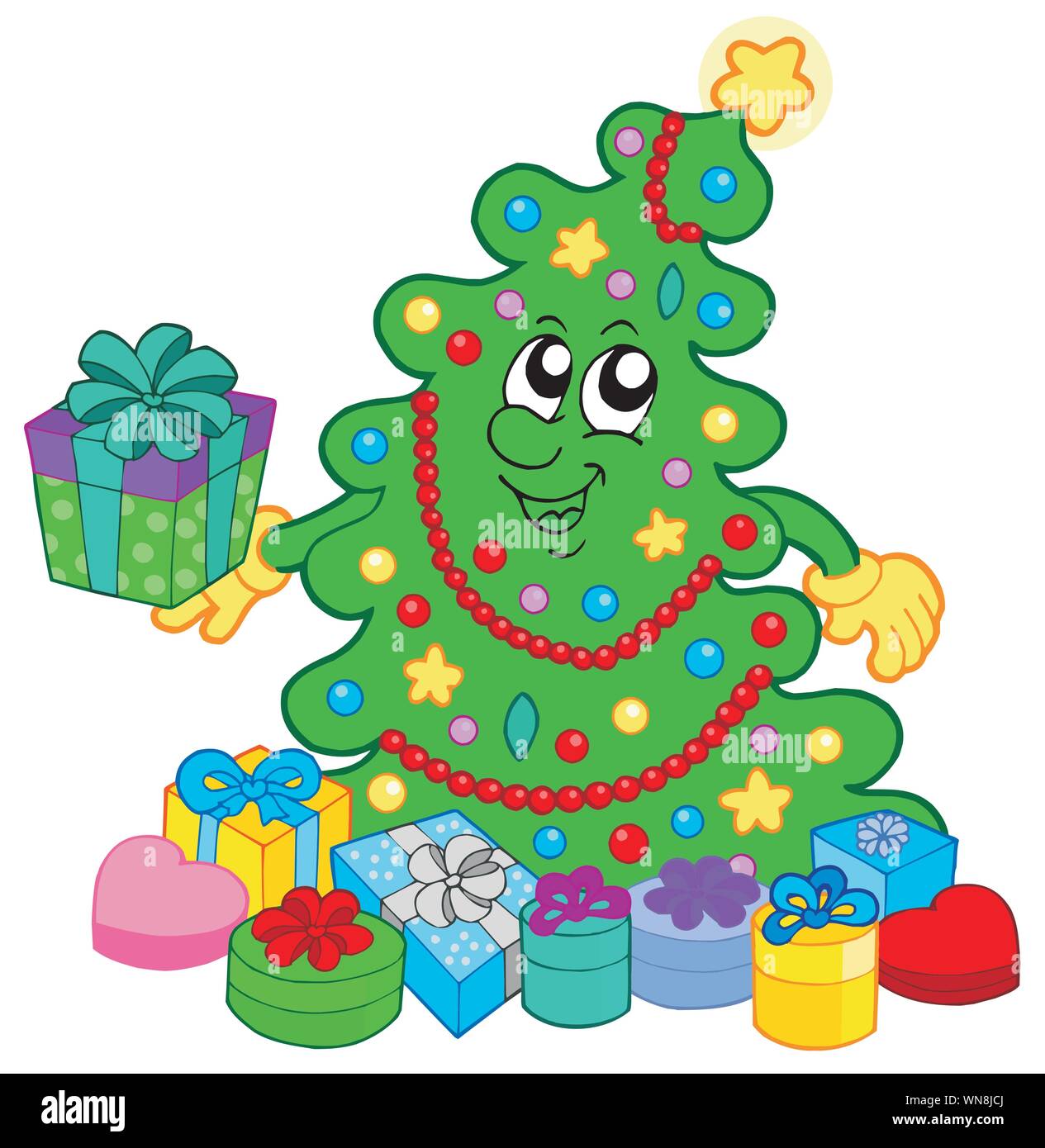 Frohe Weihnachten Baum mit Geschenken Stock Vektor