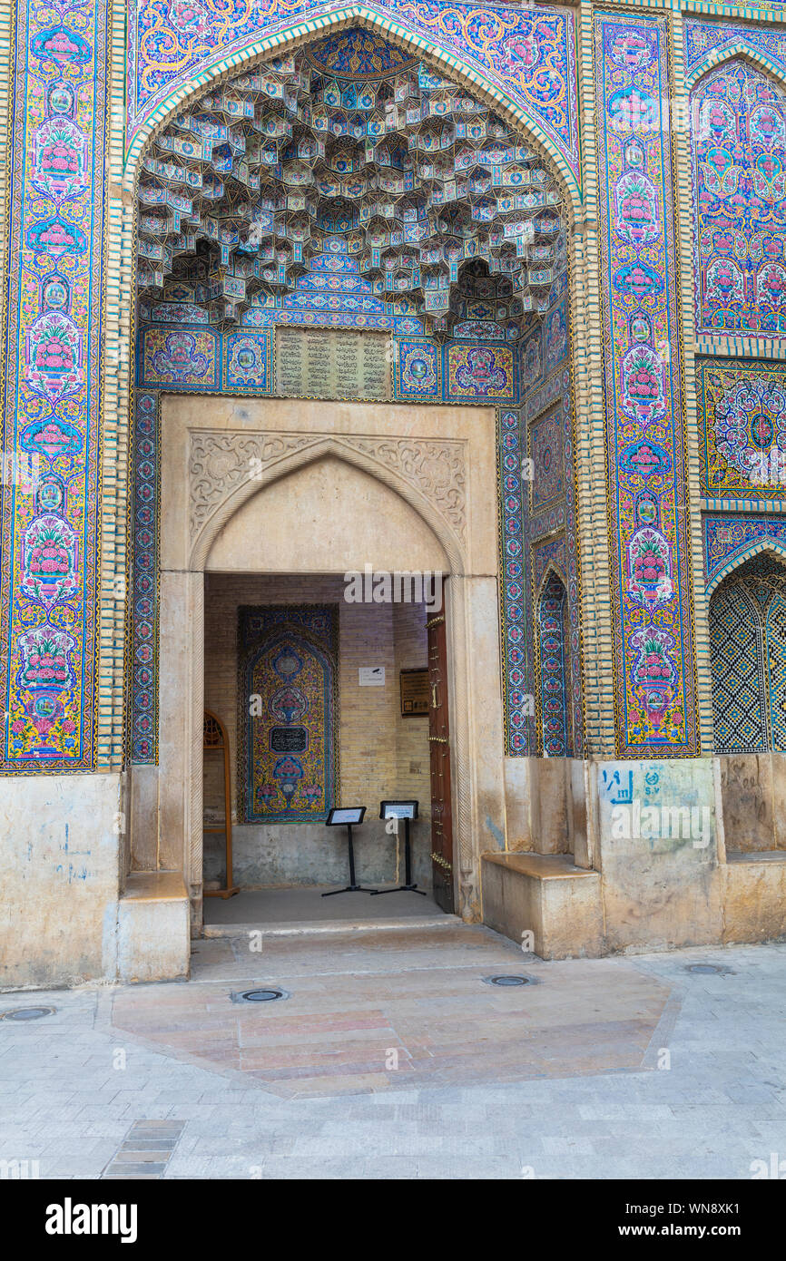 Nasir al-Mulk Moschee, Rosa Moschee, 1888, Shiraz, Provinz Fars, Iran Stockfoto