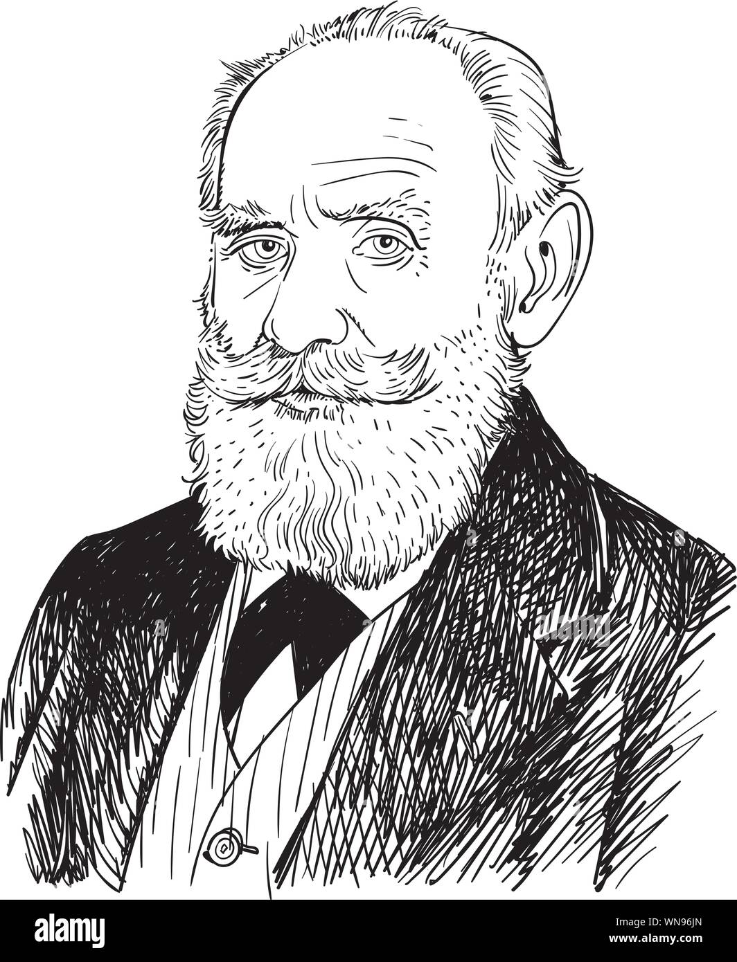 Iwan Pawlow cartoon Portrait, Russische Physiologe. Stock Vektor