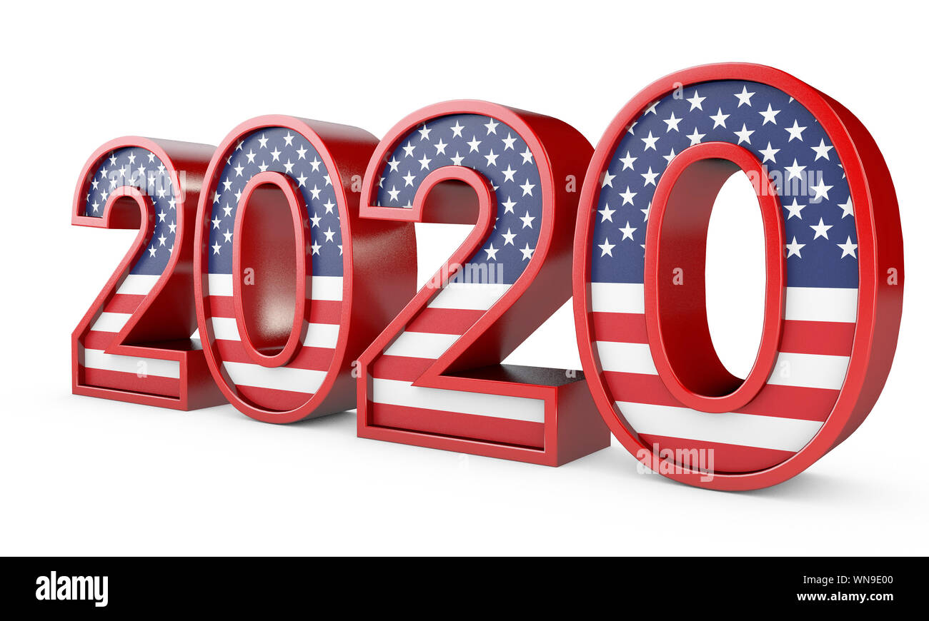 2020 Vereinigte Staaten von Amerika Präsidentschaftswahlen unterzeichnen. 3D-Rendering Stockfoto