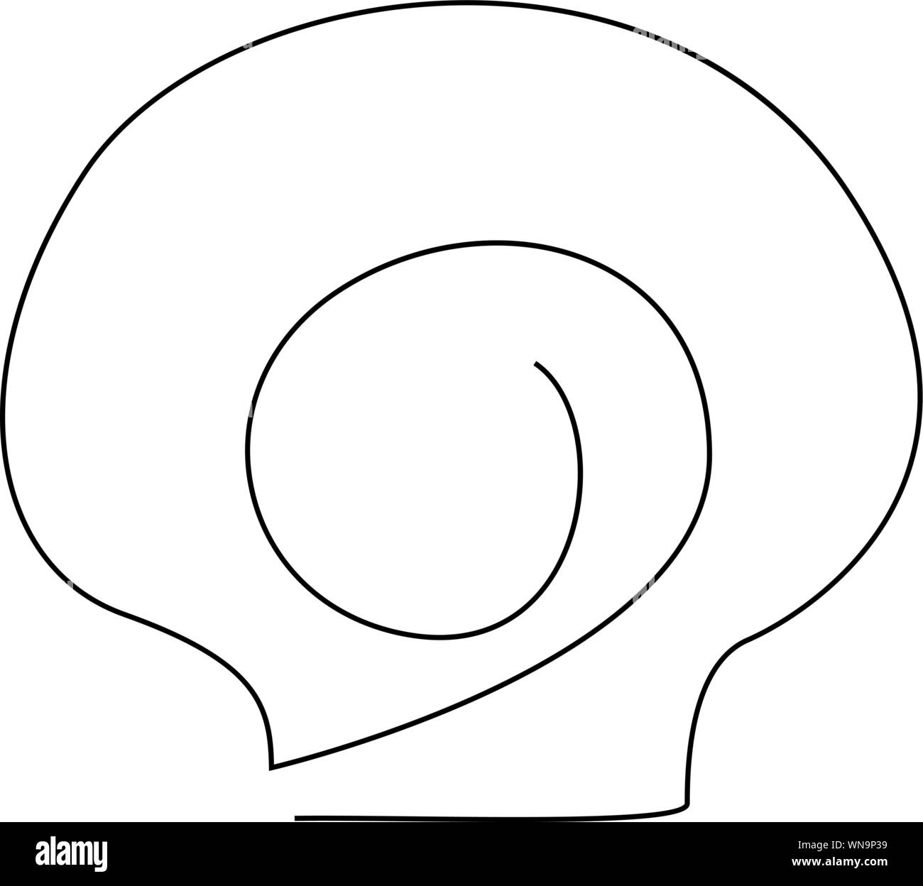 Shell durchgehende Linie zeichnen, Tattoo, Drucken für Kleidung und Logo, silhouette einzelne Linie auf einem weißen Hintergrund, isolierte Vector Illustration. Stock Vektor