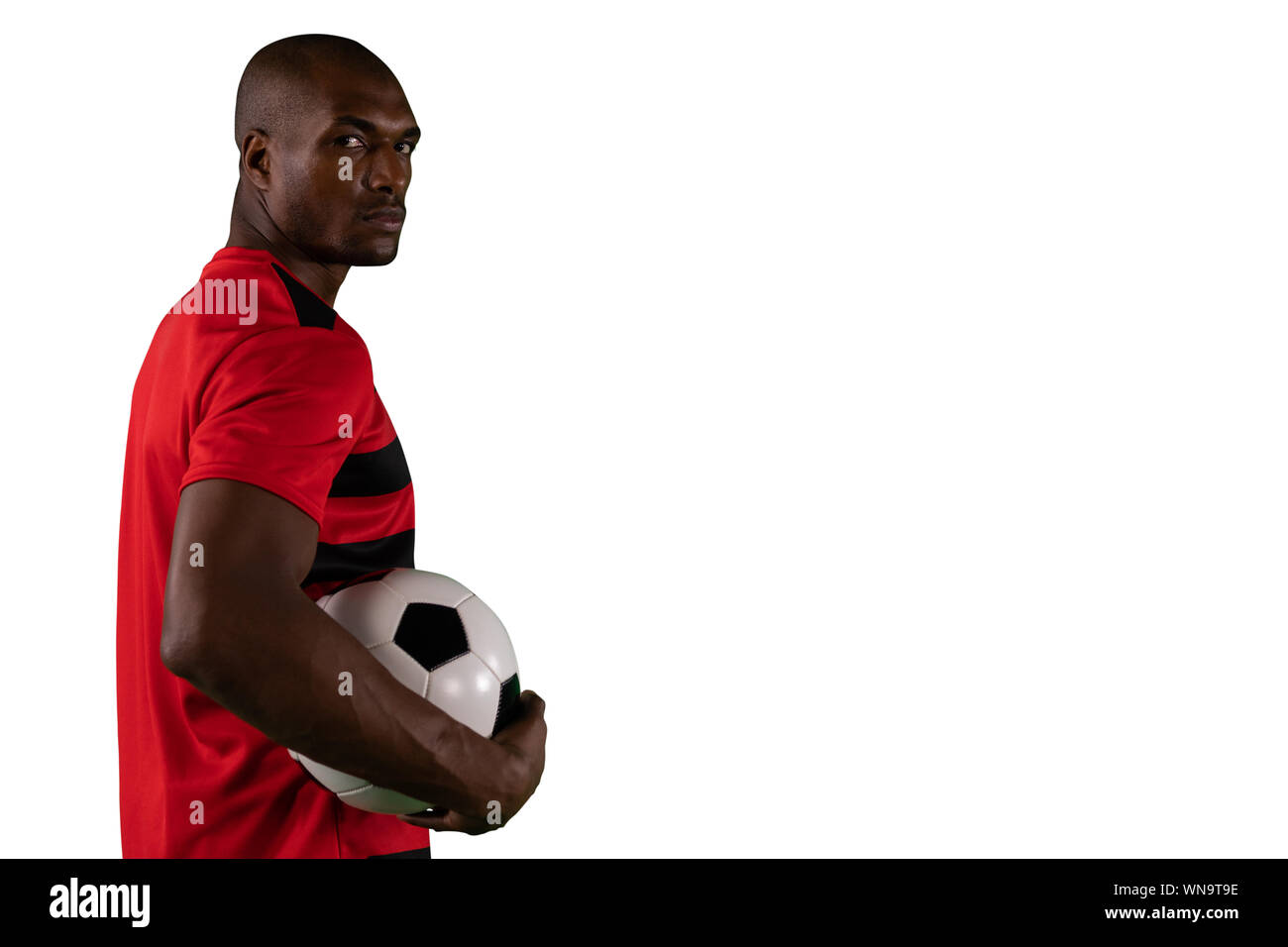 Konzentriert Fußball-Spieler Stockfoto