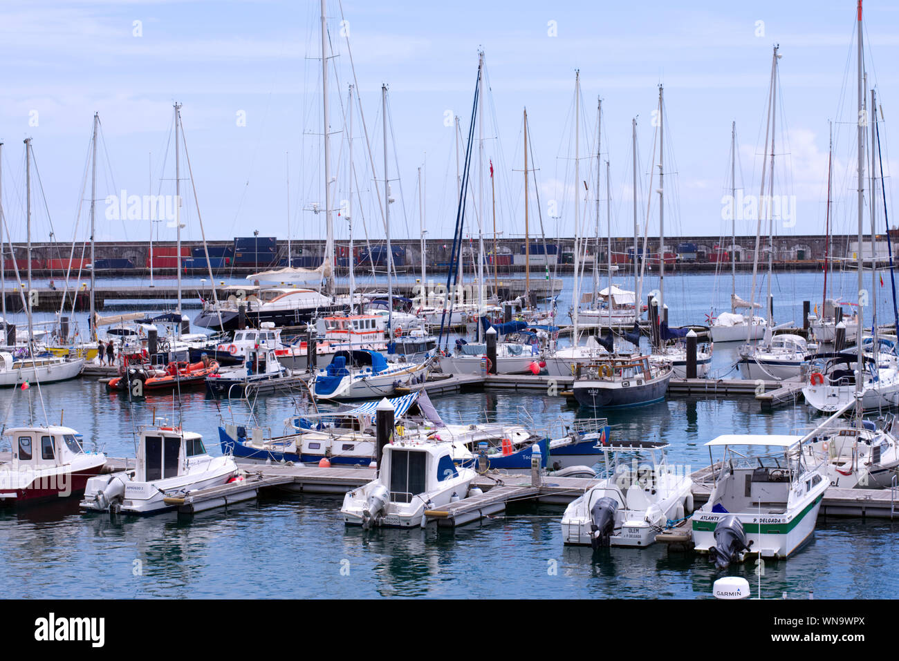 Hafen von Ponta Delgada - São Miguel, Azoren Stockfoto