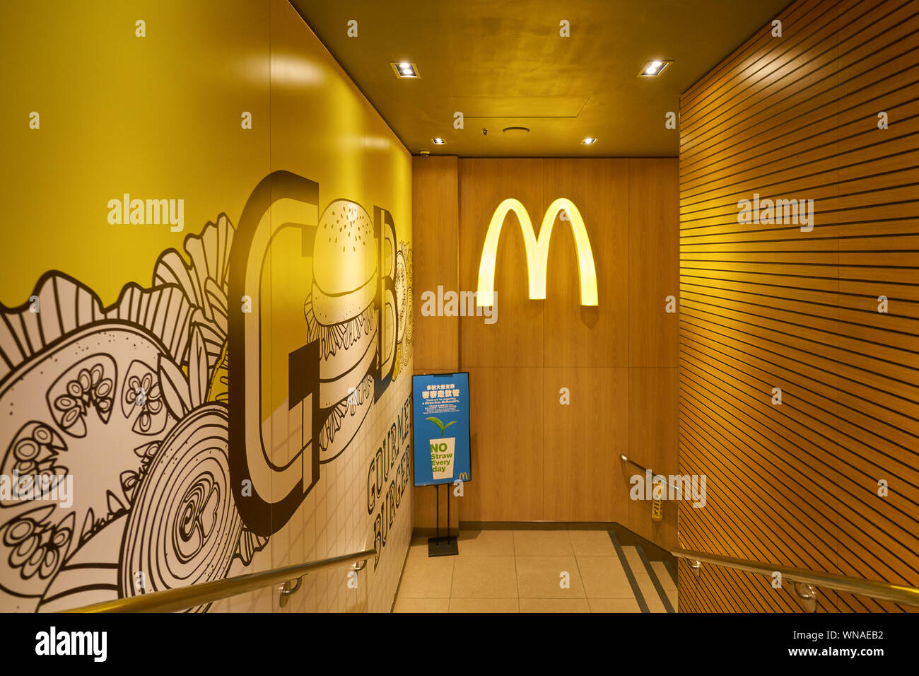 Hongkong, China - ca. Januar 2019: McDonald's Restaurant in Hongkong. Stockfoto