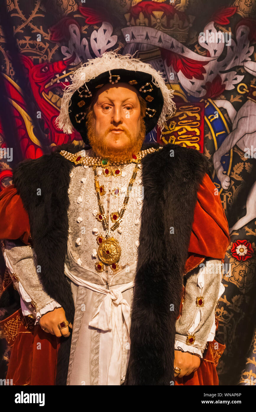 England, London, Marylebone, Innenansicht von Madame Tussauds, Waxwork Abbildung von Heinrich VIII. Stockfoto