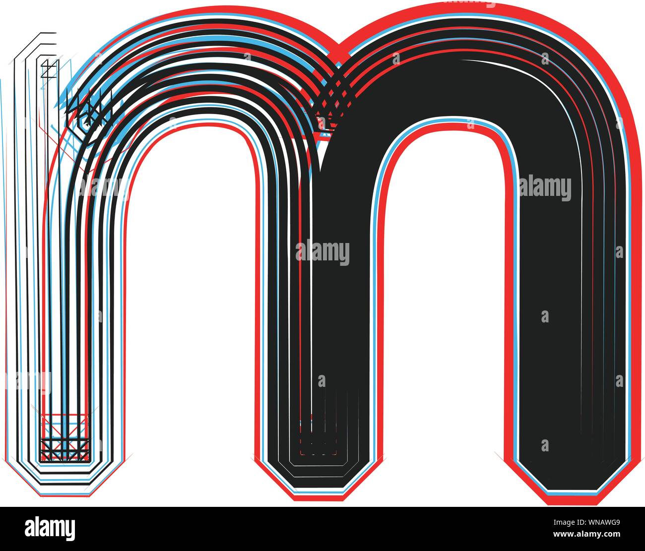 Font Illustration Buchstabe m Stock Vektor
