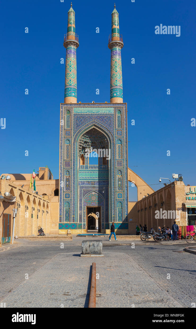 Jame Moschee, Yazd, Provinz Yazd, Iran Stockfoto