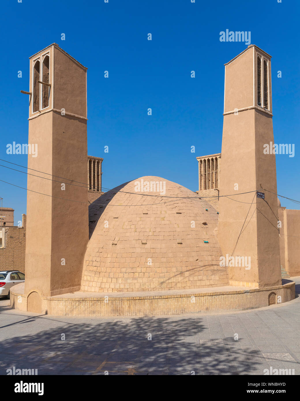 Windcatcher, windturm, badgir, ab Anbar, Wasserbehälter, Yazd, Provinz Yazd, Iran Stockfoto