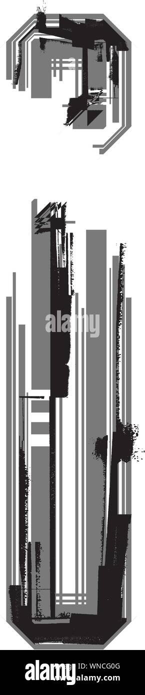 Grunge Fonts. Buchstaben i Stock Vektor