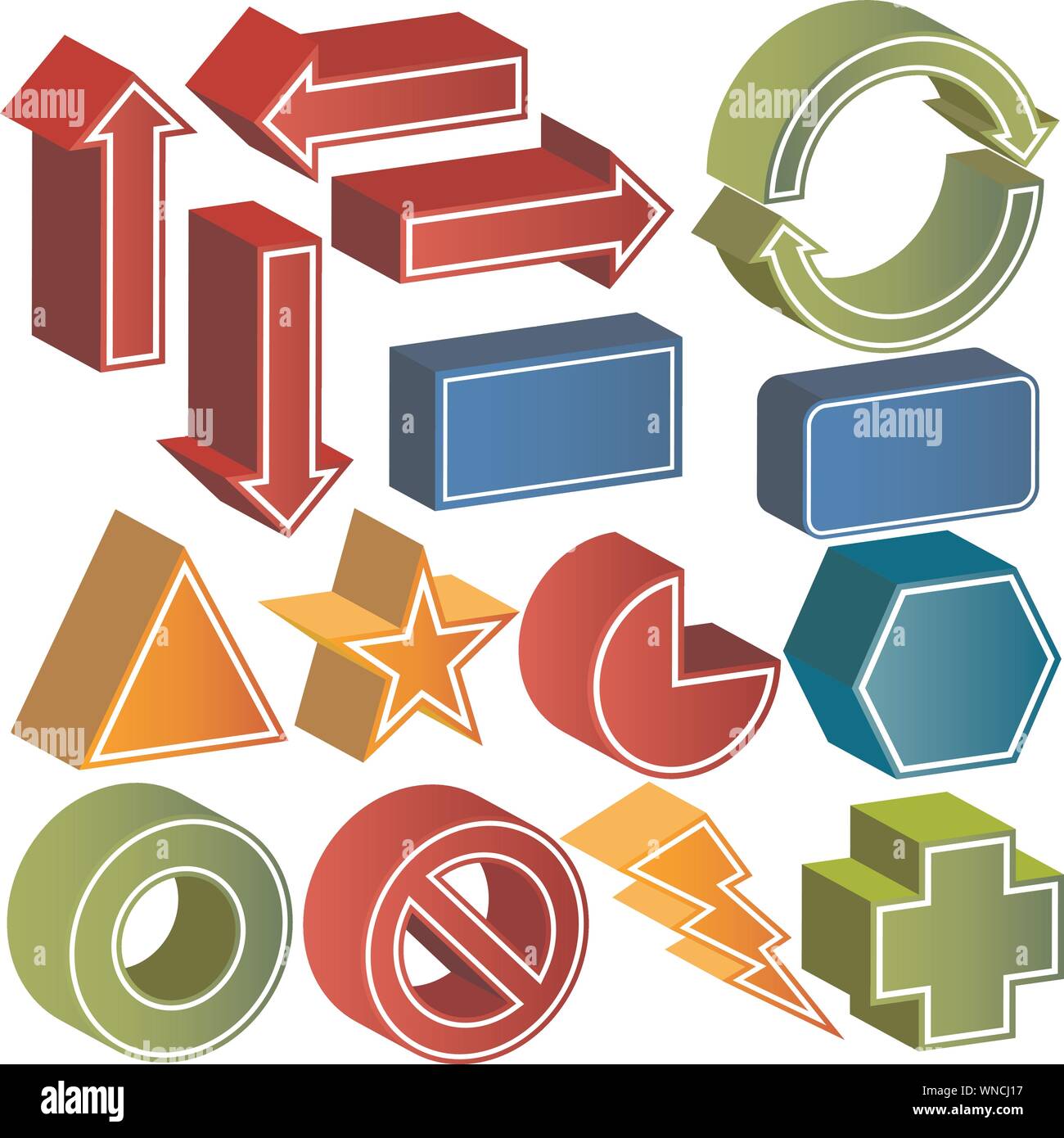 3D Icon-Set Stock Vektor