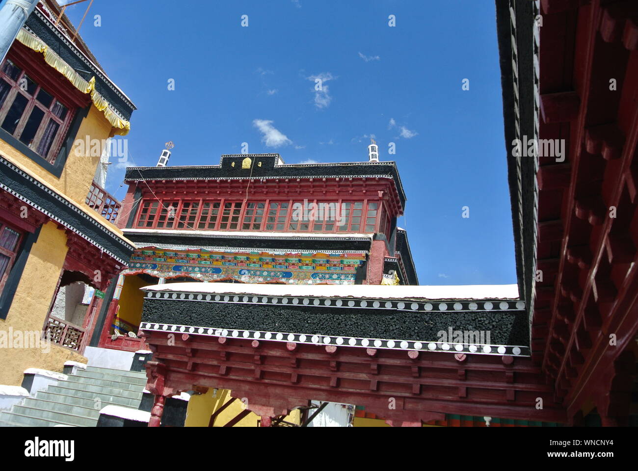 Die shey Kloster oder Gompa und Shey Palast Komplex sind Strukturen befindet sich auf einer Anhöhe in Shey, 15 Kilometer südlich von Leh in Ladakh. Stockfoto