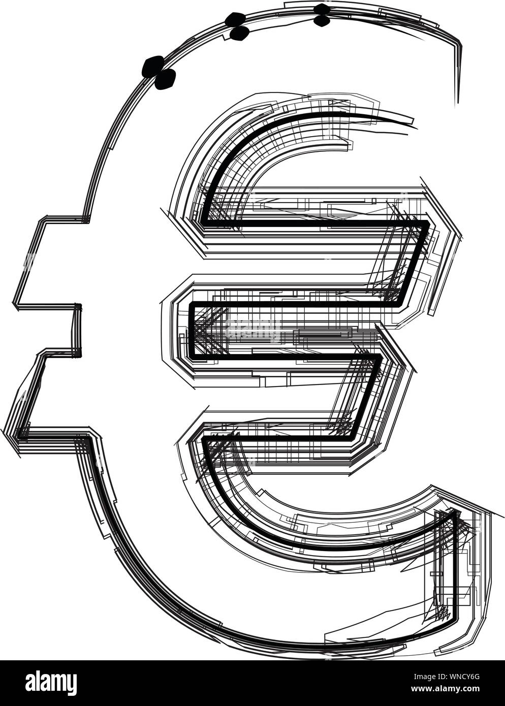 technologische Schriftartsymbol Stock Vektor