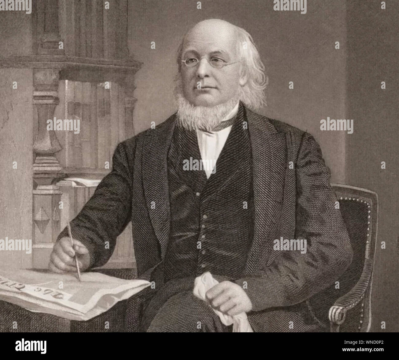 HORACE GREELEY (1811-1872) amerikanischer Staatsmann und Gründer der New York Tribune Zeitung Stockfoto