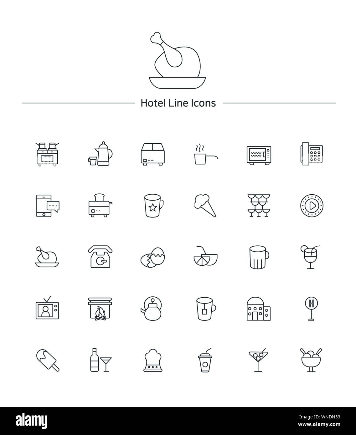 Hotel Service Line Icon Sets Abbildung 011 Stock Vektor