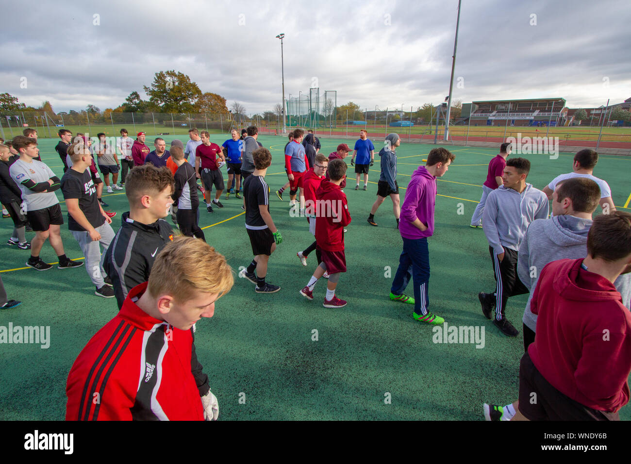 Unter 19 s Junioren Training bei Ipswich Kardinäle British American Football Stockfoto