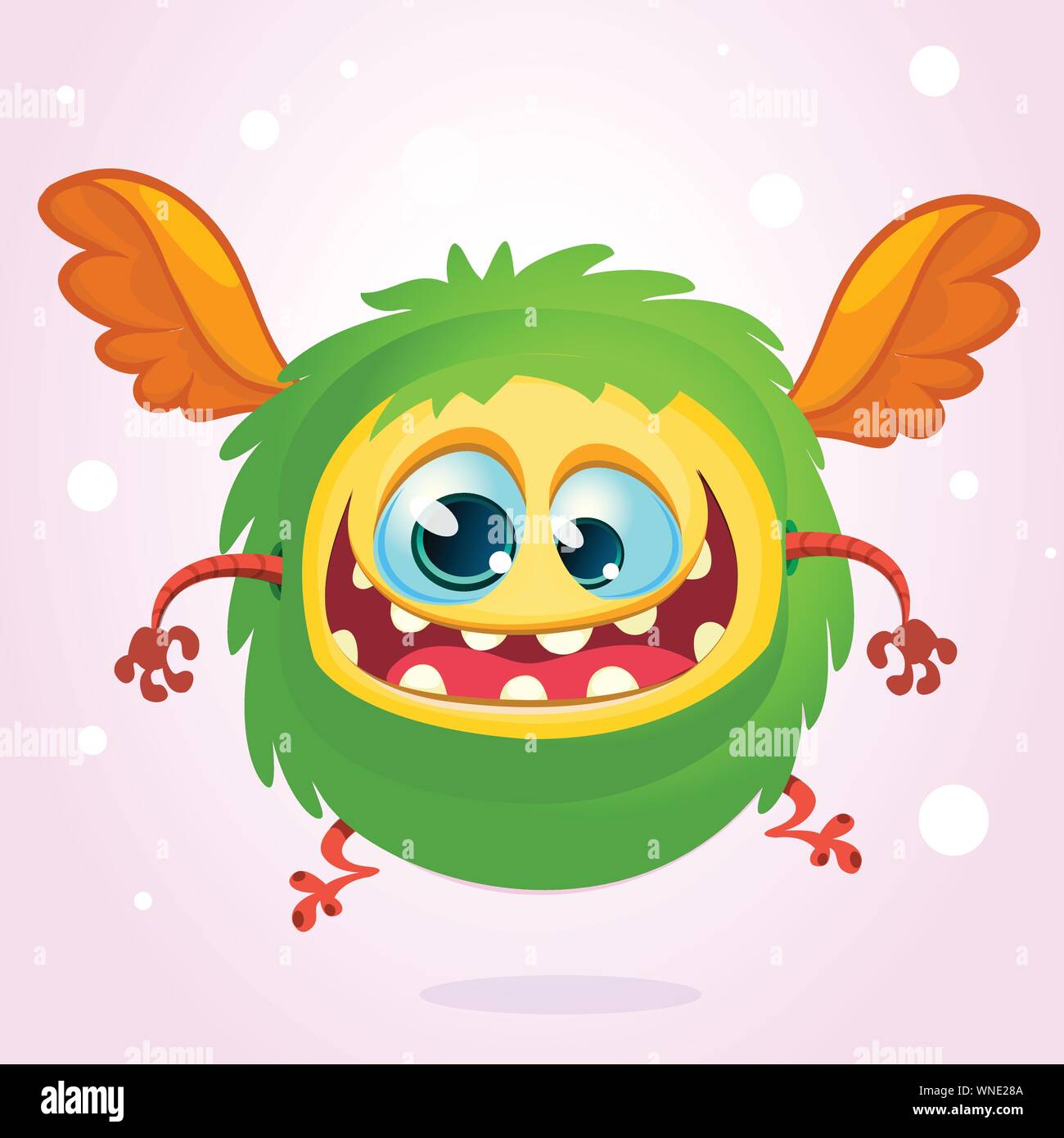 Cute Cartoon Fliegende Monster Halloween Vektor Flauschige Grune Monster Stock Vektorgrafik Alamy