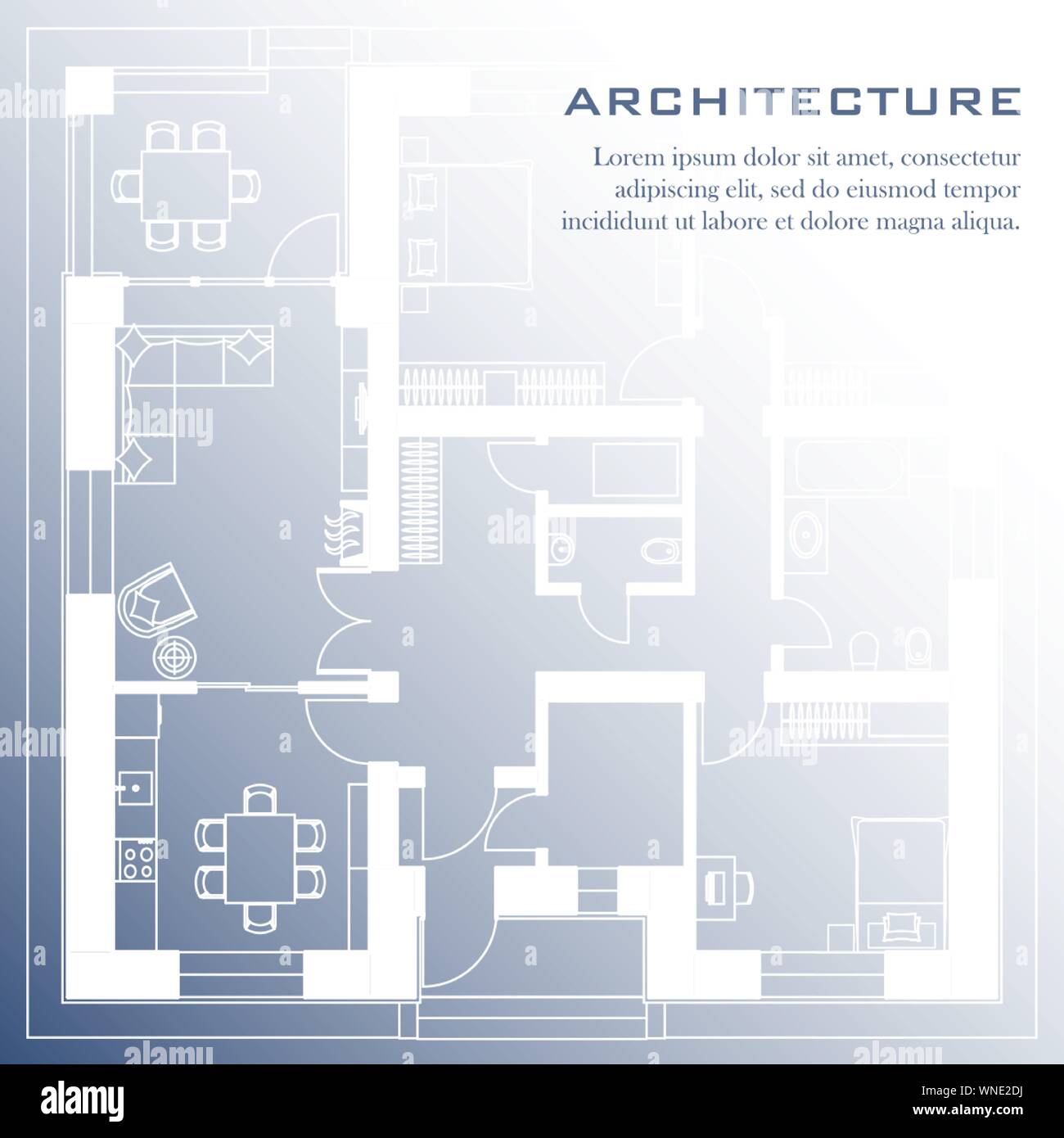 Architektonischen Hintergrund. Teil des architektonischen Projekt, architektonischen Plan eines Wohnhauses. Vector Illustration EPS 10. Stock Vektor