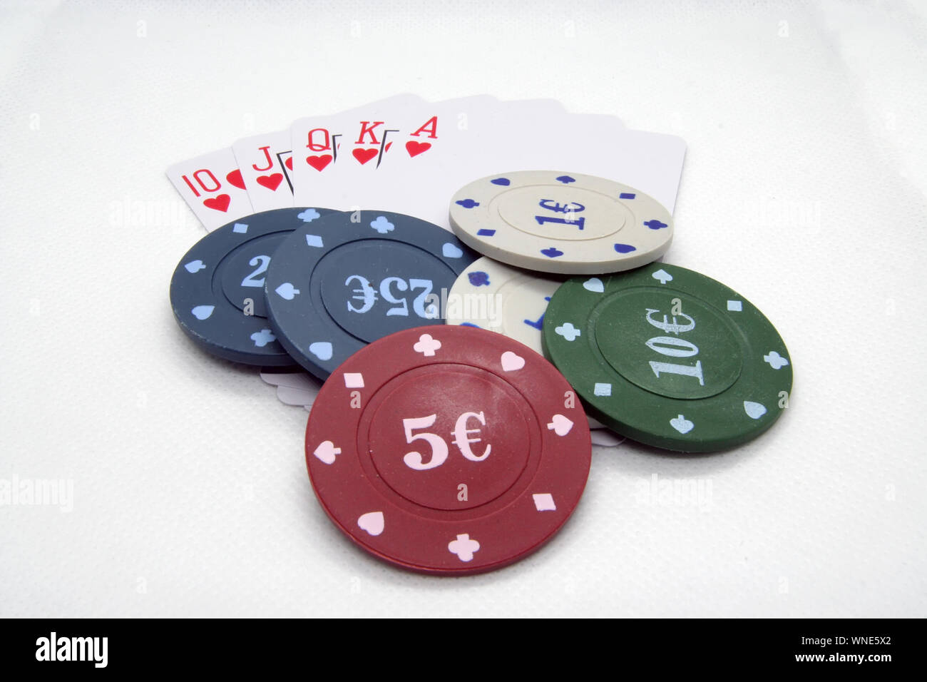 Casino Karten und Chips. Casino Spiel. Card Deck und poker chips. Stockfoto
