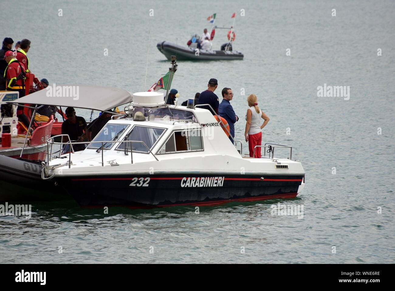 Tavernola Bergamasca Auto Recovery mit einer Leiche im Inneren, wird vermutet von Rosario Tilotta zu sein, von der Marine (Foto Papini/Fotogramma, Tavernola - 2019-09-06) p.s. La foto e 'utilizzabile nel rispetto del contesto in Cui e' Stata scattata, e senza intento diffamatorio del decoro delle Persone rappresentate Stockfoto