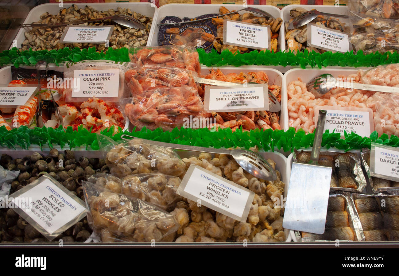 Meeresfrüchte Preise, Grainger, Newcastle, UK, 2008 Stockfoto