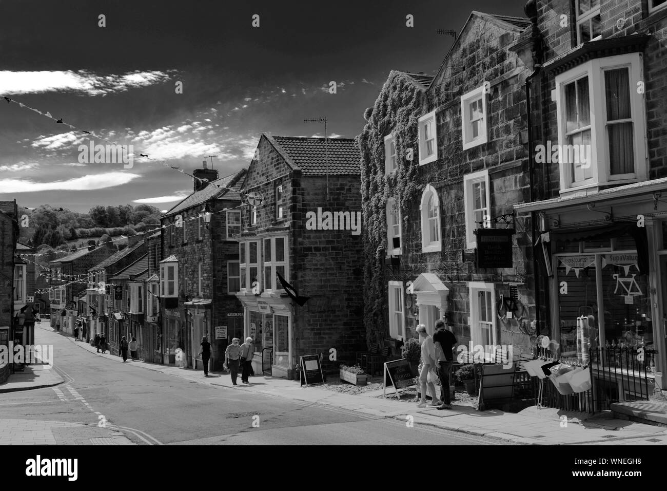 Street View in Pateley Bridge Town, Nidderdale, North Yorkshire, England, Großbritannien Stockfoto