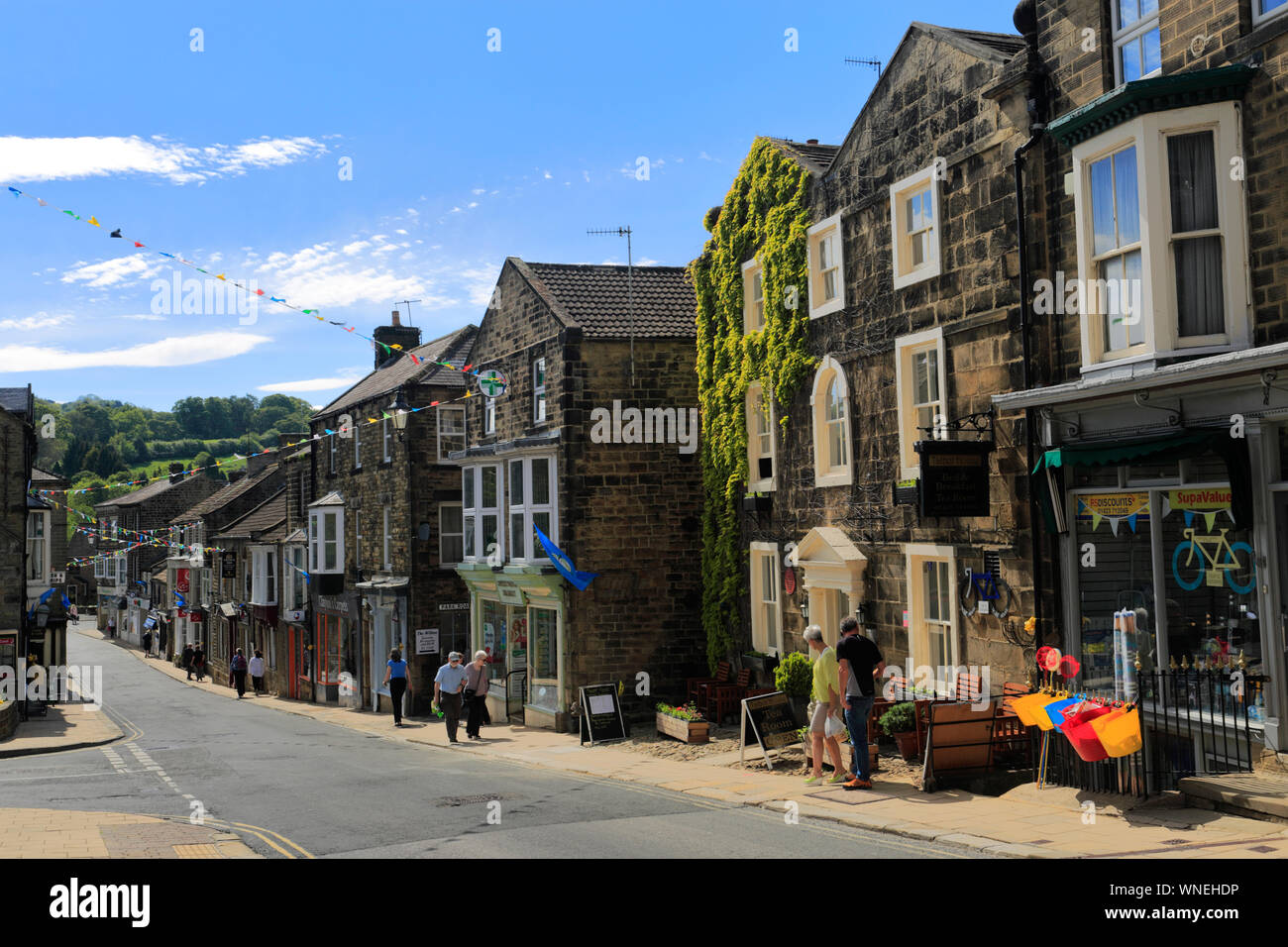 Street View in Pateley Bridge Town, Nidderdale, North Yorkshire, England, Großbritannien Stockfoto