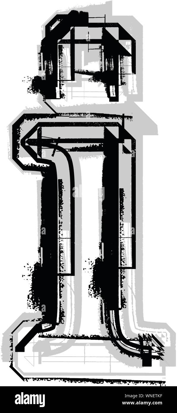 Grunge-Font. Buchstabe i Stock Vektor
