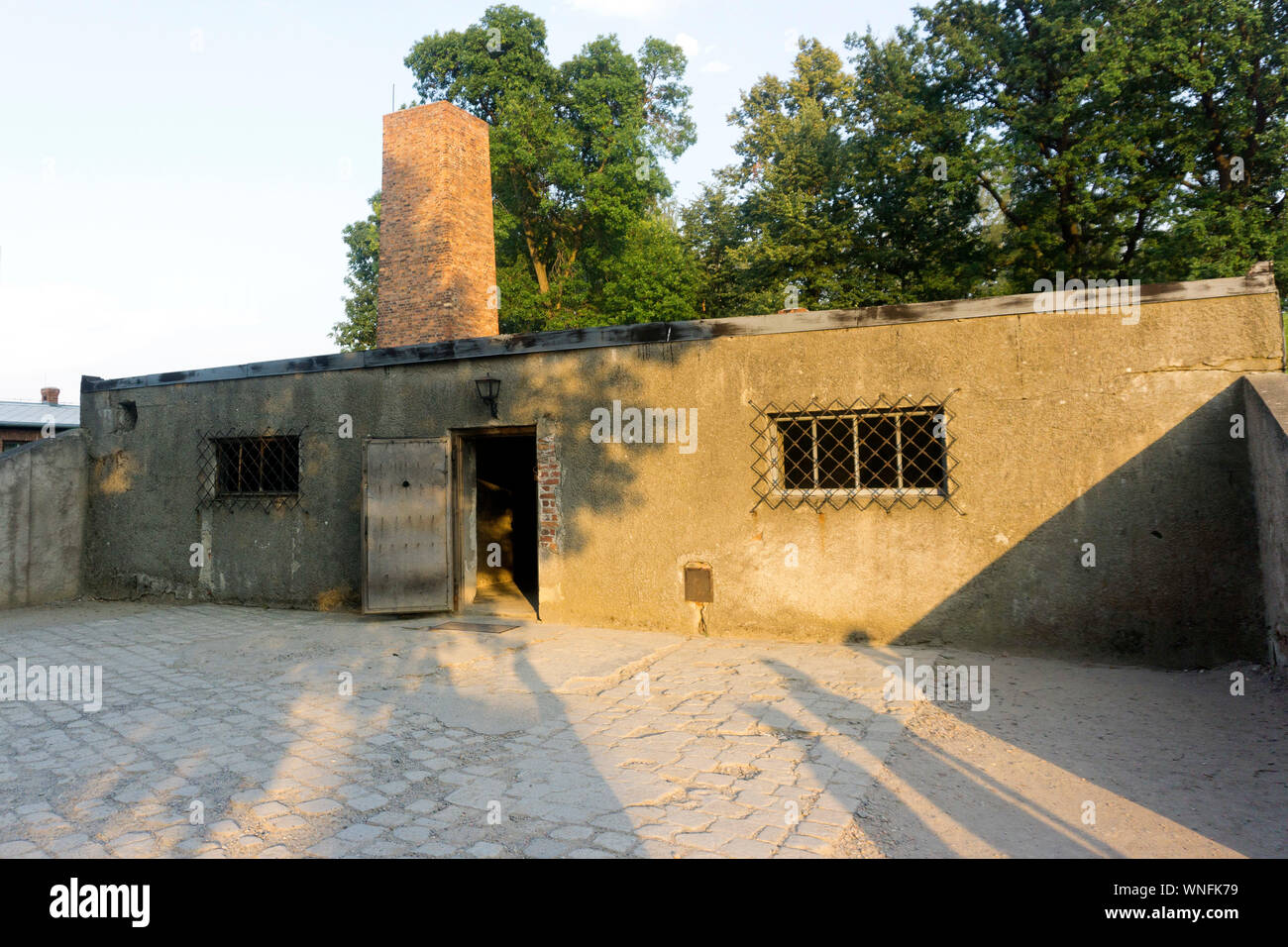 Der Gaskammer und Krematorium 1 im Konzentrationslager Auschwitz und Camp in Polen, am 29. August 2019. Stockfoto