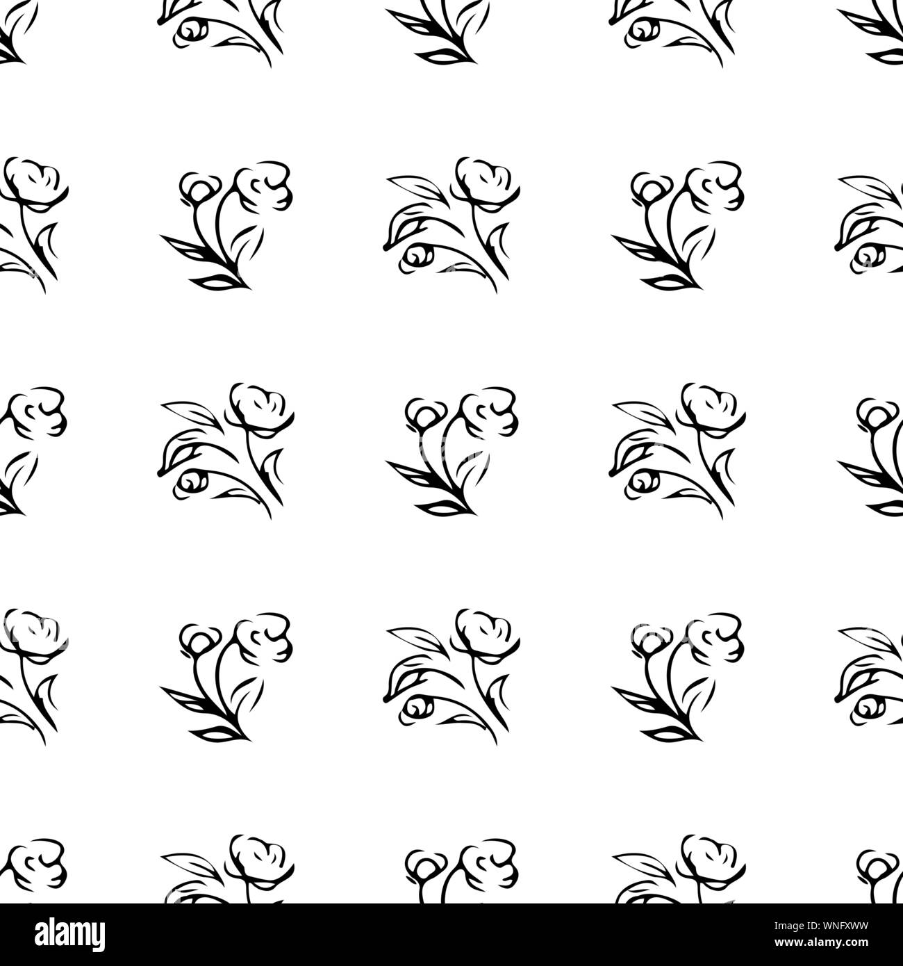 Hand gezeichnet Rose nahtlose Muster für Print Design. Rose Blumen nahtlose Muster. Feder Textil Textur. Design Element wiederholen. Stock Vektor