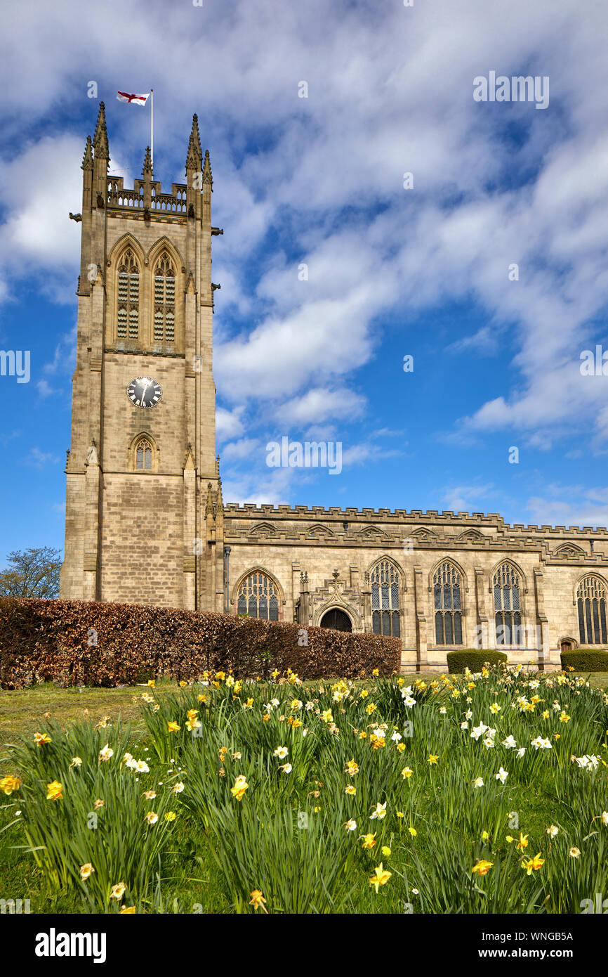 Tameside Denkmalgeschützte St. Michael und alle Engel' Kirche, Ashton Pfarrkirche Saint Michaels Square, Ashton-under-Lyne Stockfoto