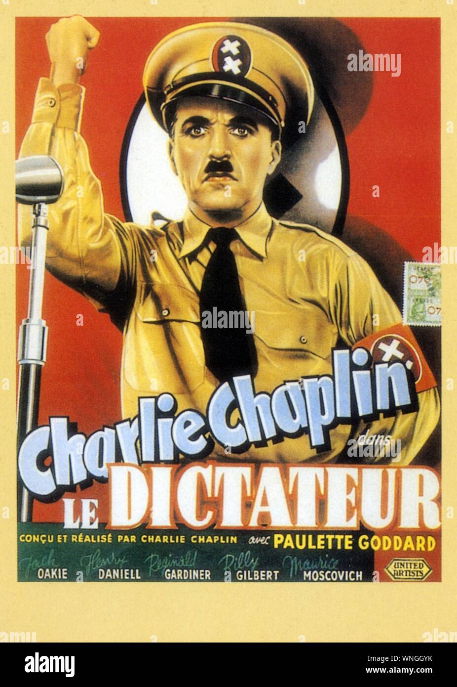 Der große Diktator Jahr: 1940 USA Regie: Charlie Chaplin Charlie Chaplin Poster (Fr) Stockfoto