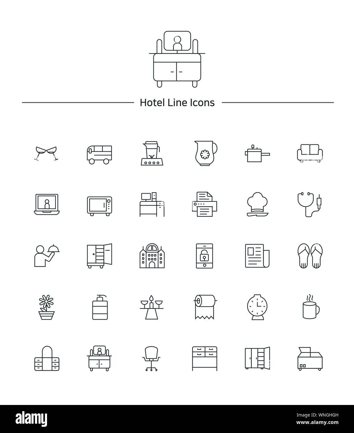 Hotel Service Line Icon Sets Abbildung 009 Stock Vektor