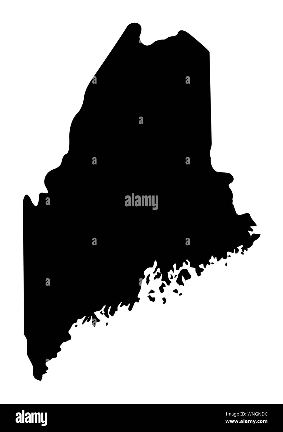 Maine silhouette Karte Stock Vektor