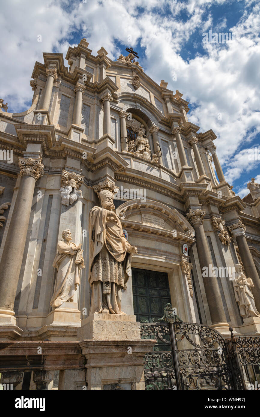 Catania - Das barocke Portal der Basilica di Sant'Agata. Stockfoto