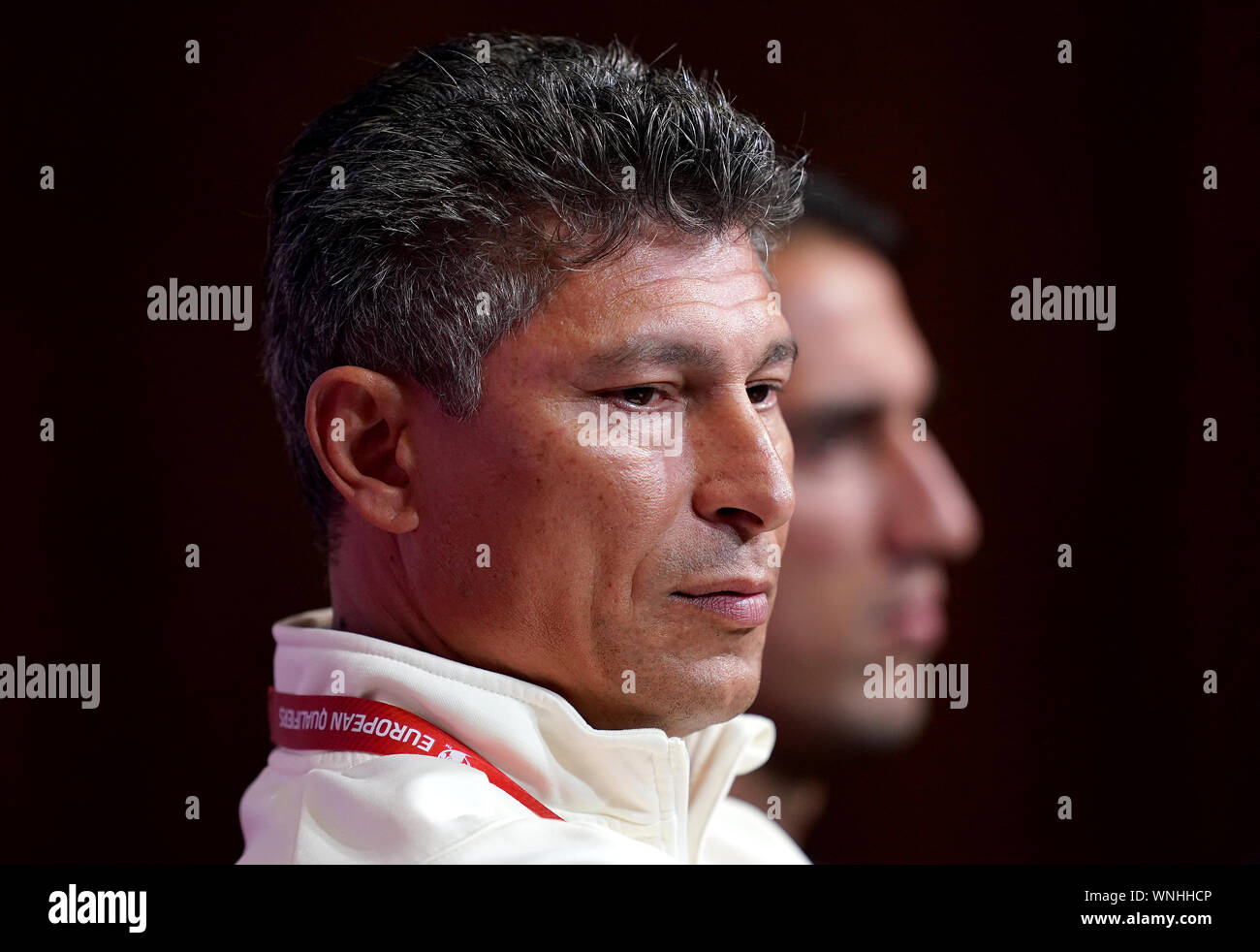 Bulgarien manager Krassimir Balakov während einer Pressekonferenz im Wembley Stadion, London. Stockfoto