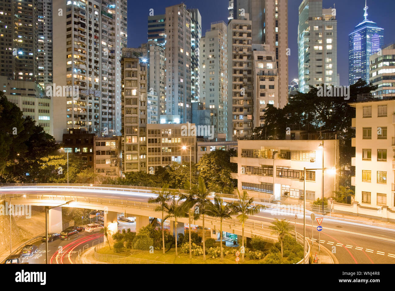 Obere Albert Road und Skyline von Wohn- Mehrfamilienhäuser bei Chung Wan (Central District), Hong Kong Island, Hong Kong, China, Asien Stockfoto