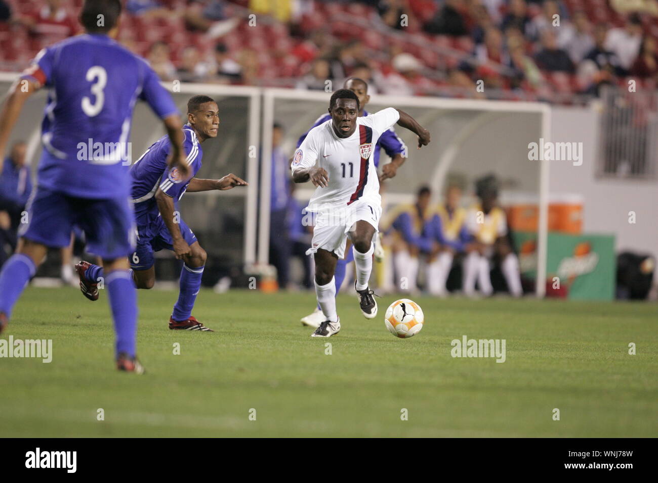 United States unter dem-23 Männer Nationalmannschaft, Freddy Adu (11) Während eines 2008 CONCACAF Olympischen Qualifikationsspiel gegen Kuba. Stockfoto
