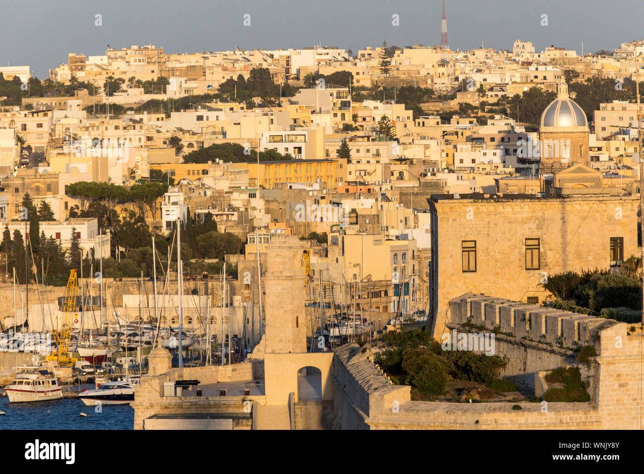 Malta, Valetta, 3-Städte, Grand Harbour, Senglea, vor den Mauern der Vedette, Stockfoto