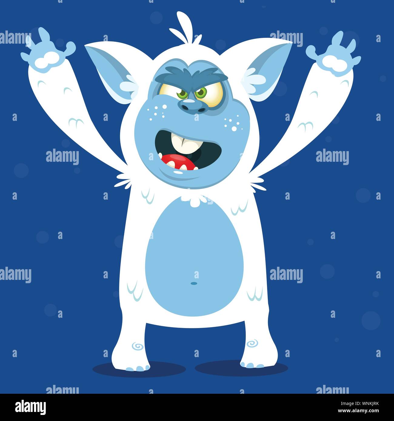 Wütend Cartoon Monster Yeti. Vektor Halloween bigfoot Charakter Stock Vektor
