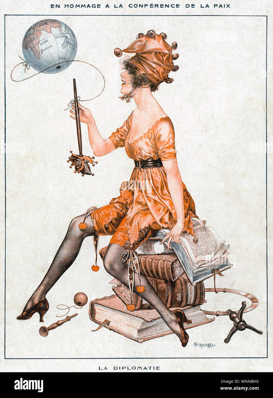 VERSAILLES Pariser Friedenskonferenz 1919 Spielerische französische Cartoon Stockfoto