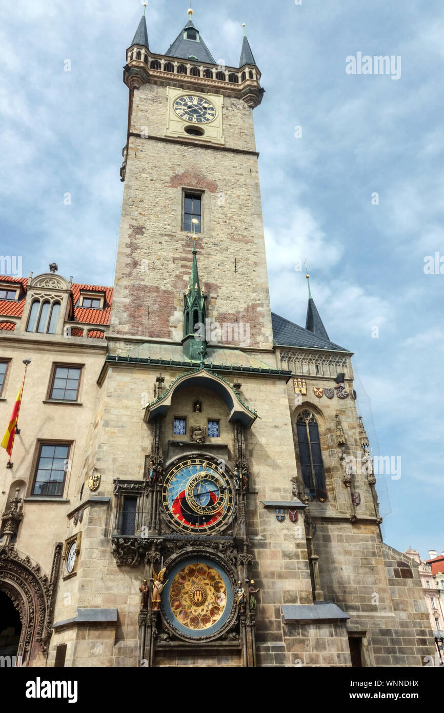 Prag Astronomische Uhr auf dem Alten Rathausturm Tschechisch Republik Stockfoto