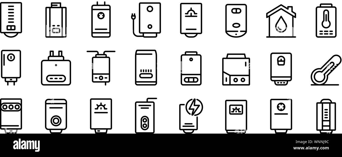 Kessel Symbole gesetzt, outline Style Stock Vektor