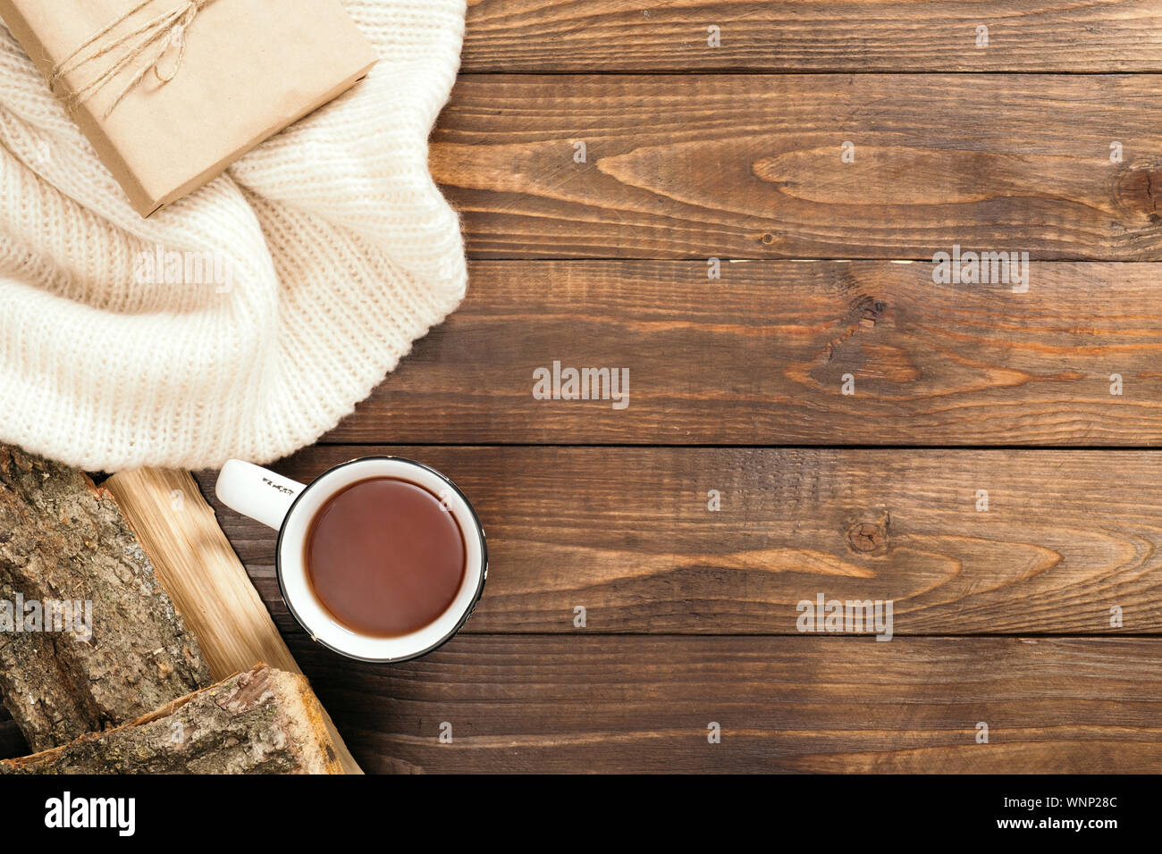 Herbst Komposition Gestell Aus Weiss Gestrickte Pullover Tasse