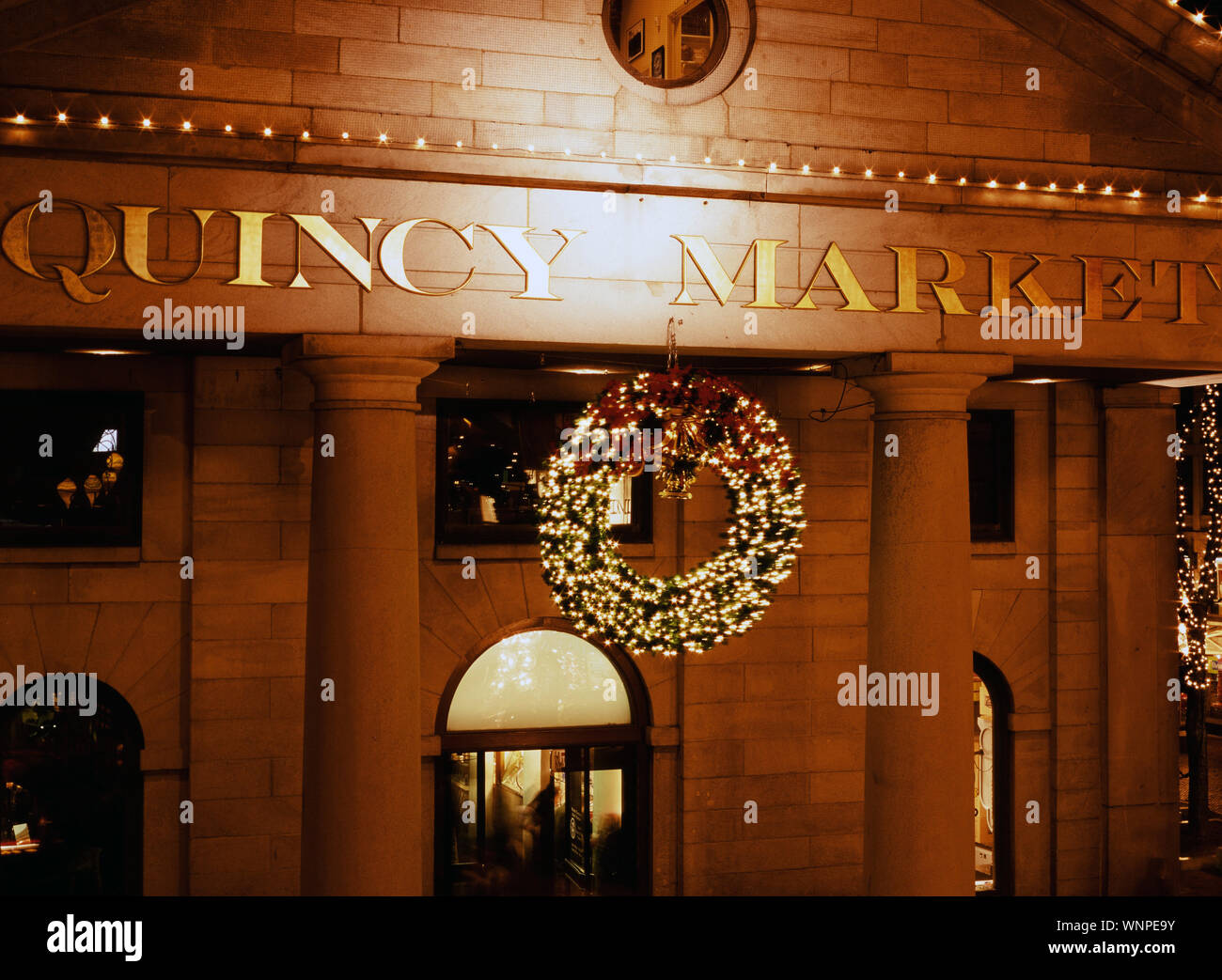 Quincy Market in der Weihnachtszeit Stockfoto