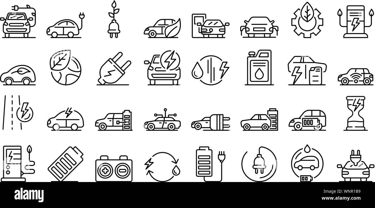 Hybrid Symbole gesetzt, outline Style Stock Vektor