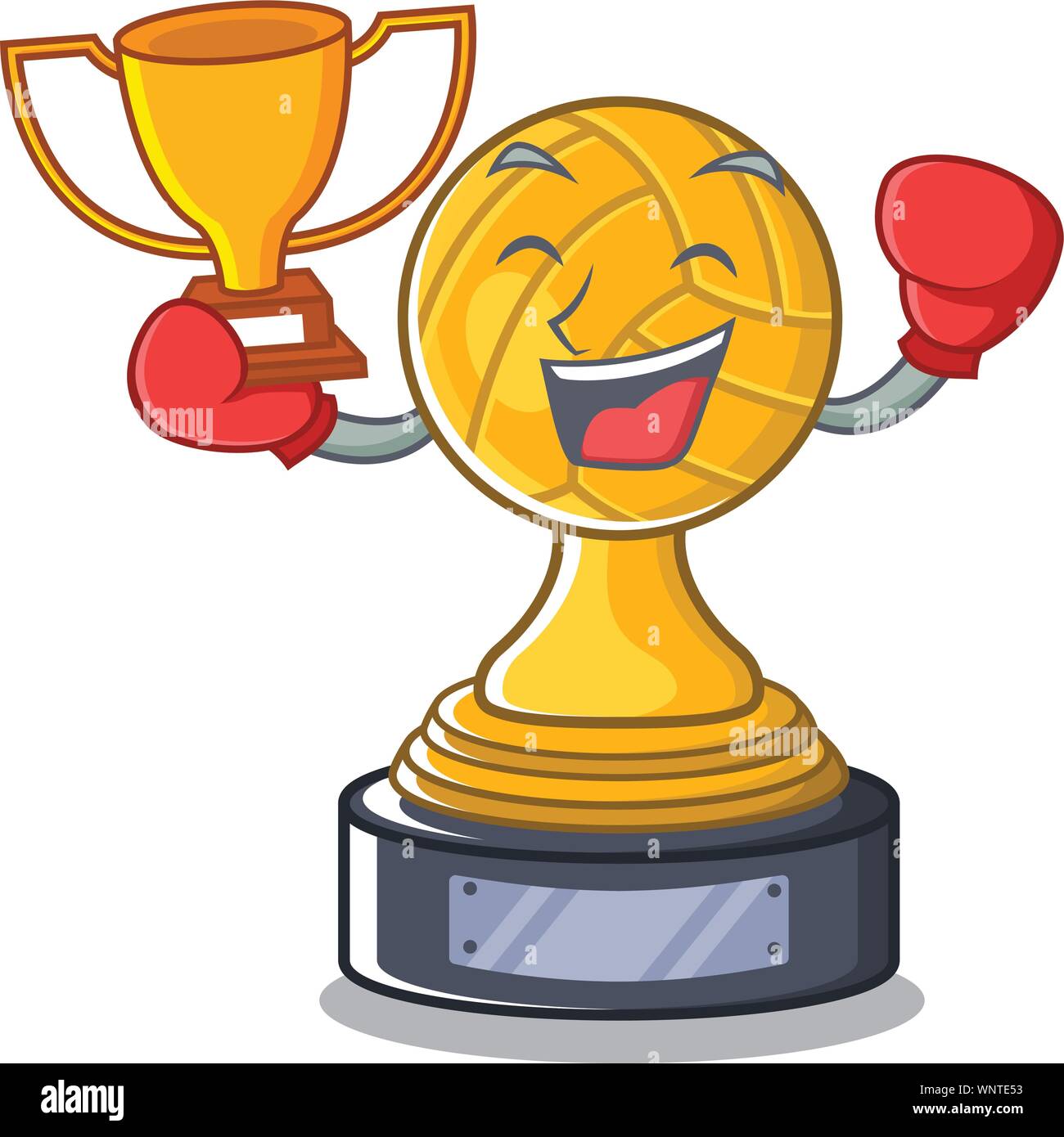 Boxing Sieger volleyball Trophy cartoon oben Zeichen Tabelle angezeigt Stock Vektor