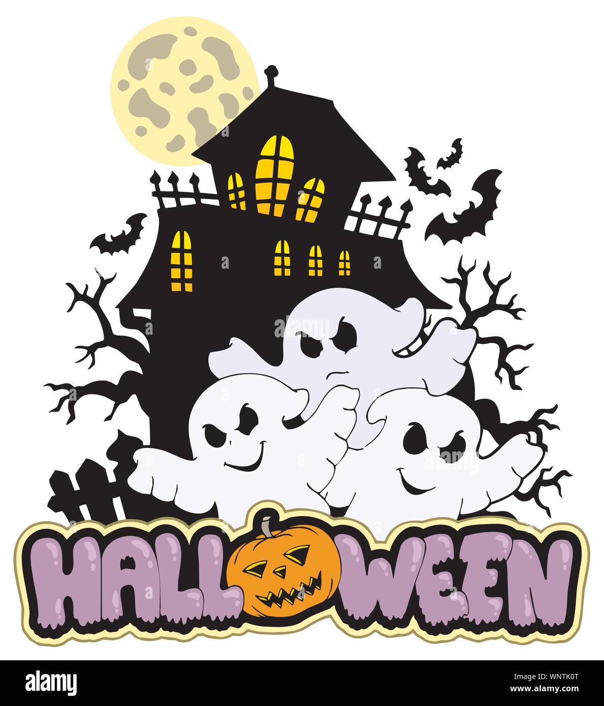 Halloween Schild mit drei Geister 1. Stock Vektor