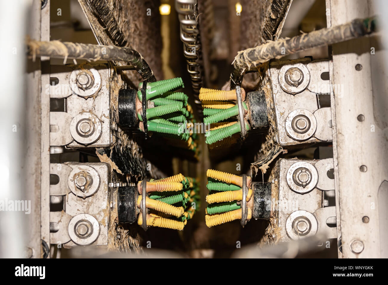 Ansicht der Maschine Feder gerupft in der Produktionslinie in einem Schlachthof in Botsuana, Stockfoto