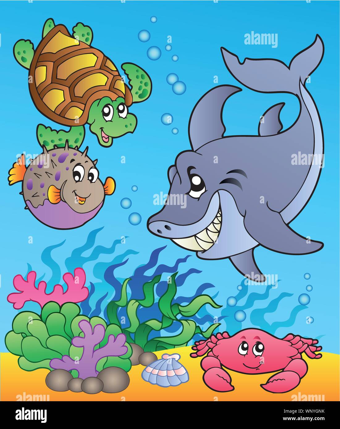 Unterwasser Tiere und Fische 1. Stock Vektor