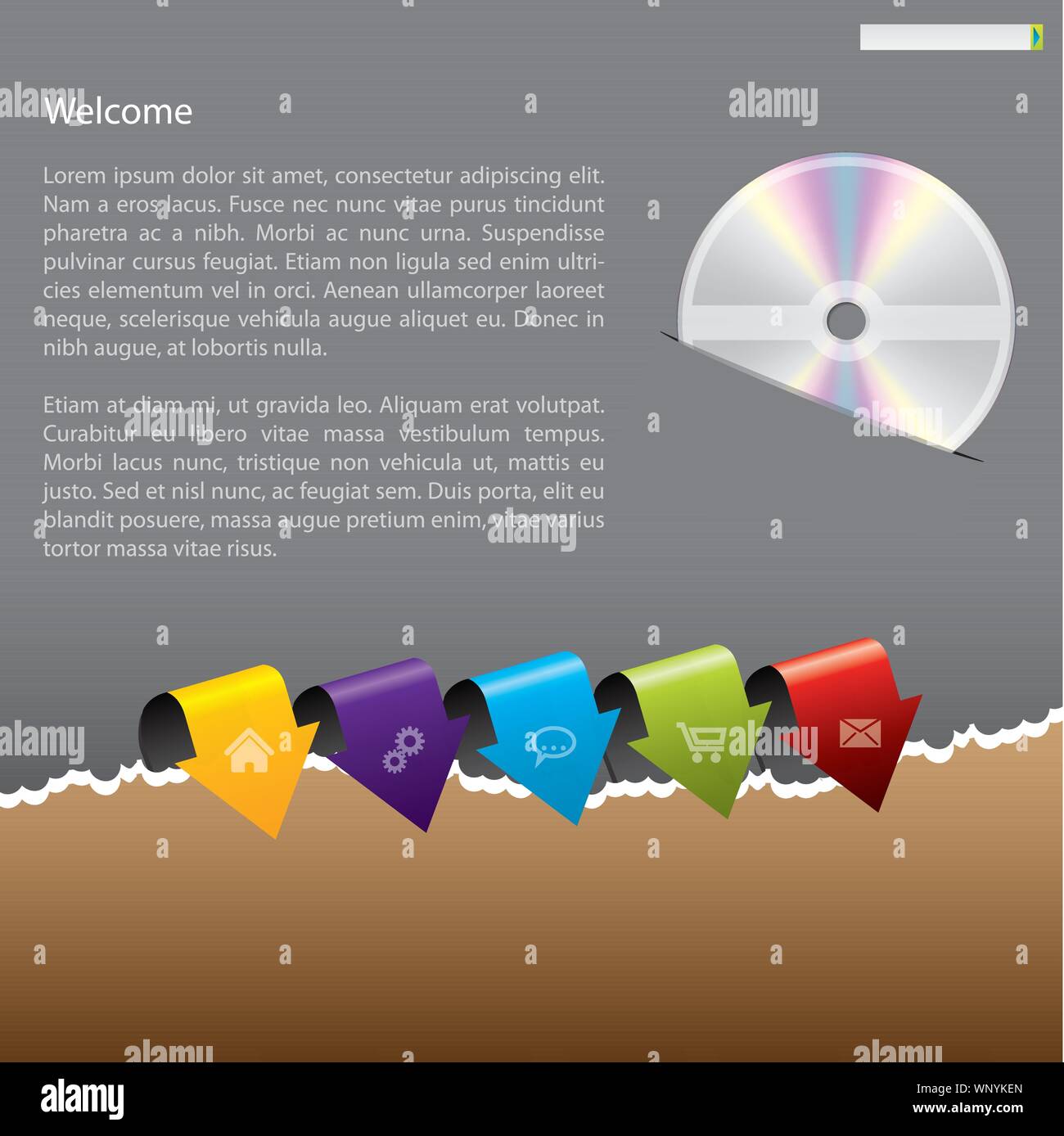 Vereinfachende website Template Design mit zerrissenen Papiers Stock Vektor